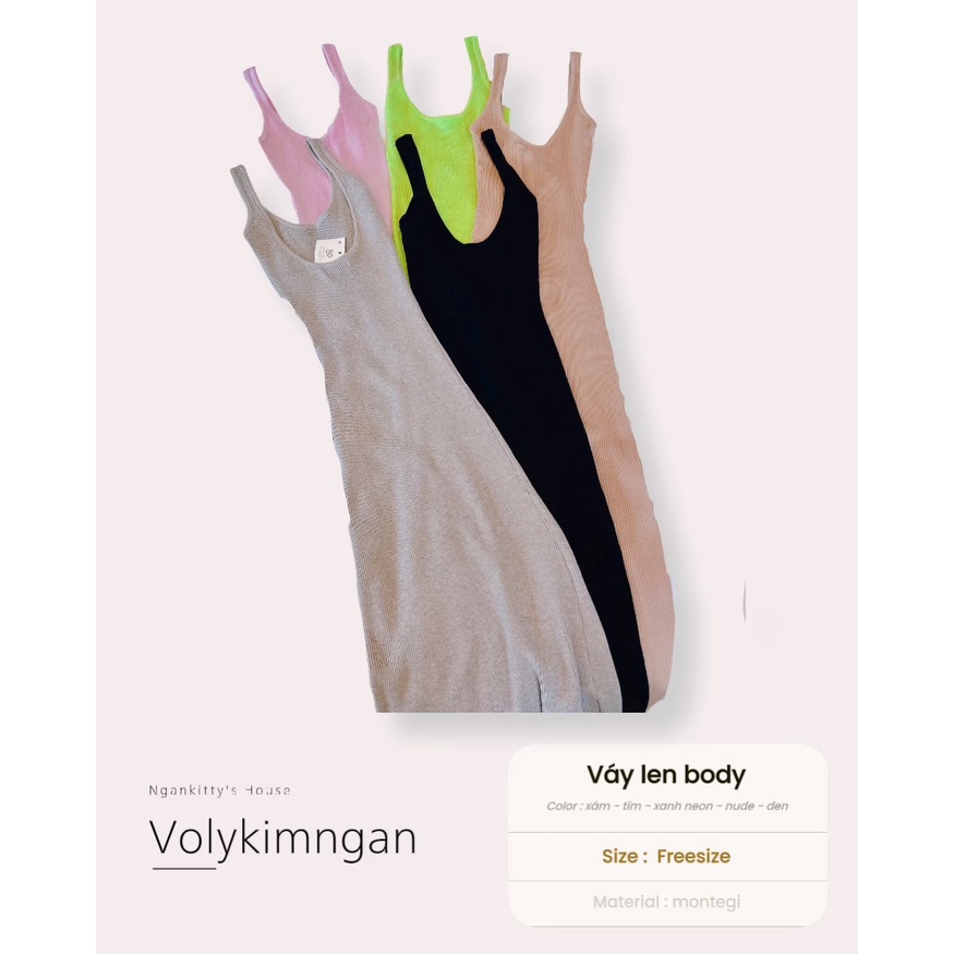 Đầm len body color len tăm