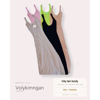 Đầm len body color len tăm