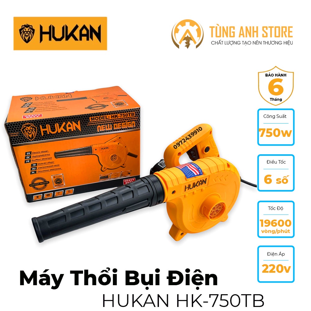 Máy thổi bụi 2 chiều siêu khỏe HUKAN HK-750TB công suất 750W lõi dây đồng 100% có điều tốc 19600 vòng/phút