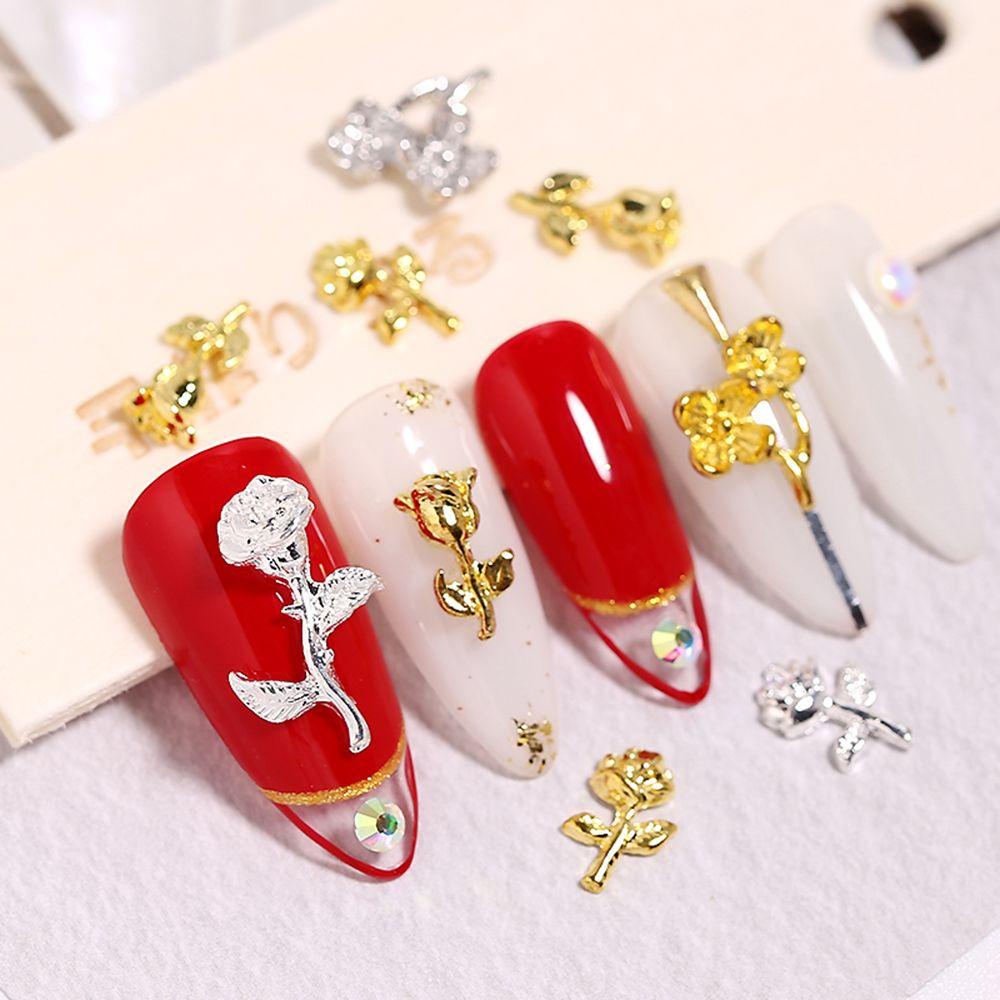 EXPEN Phụ Kiện Trang Trí Móng Tay Hình Hoa Hồng Bằng Hợp Kim Phong Cách Hàn Quốc Sang Trọng DIY