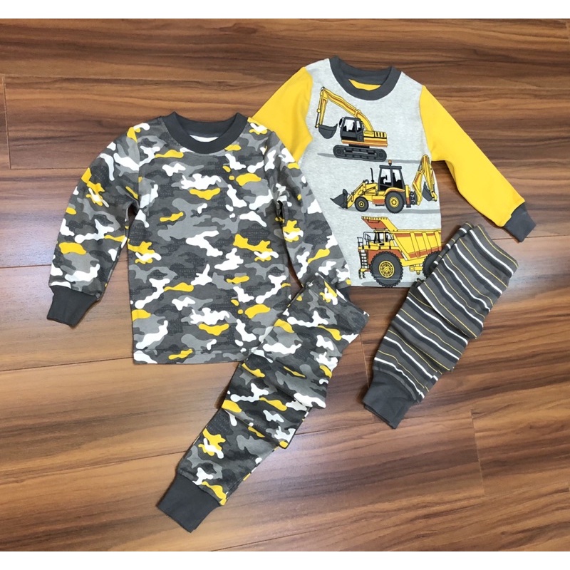 Bộ dài tay Bé Trai Kirklands thun cotton bo gấu Combodia xuất dư xịn - Đồ bộ ngủ mặc nhà thu đông