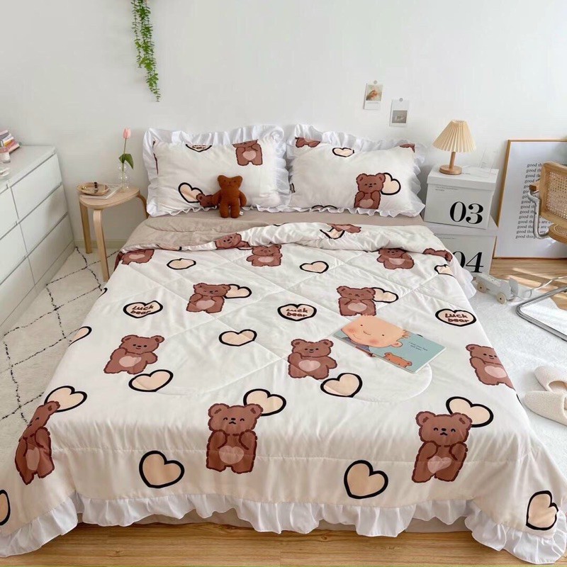 [HOT HOT] Bộ Chăn Ga Gối Cotton Đũi Bèo Chăn Chần Hè Cao Cấp Mẫu Mới 2021