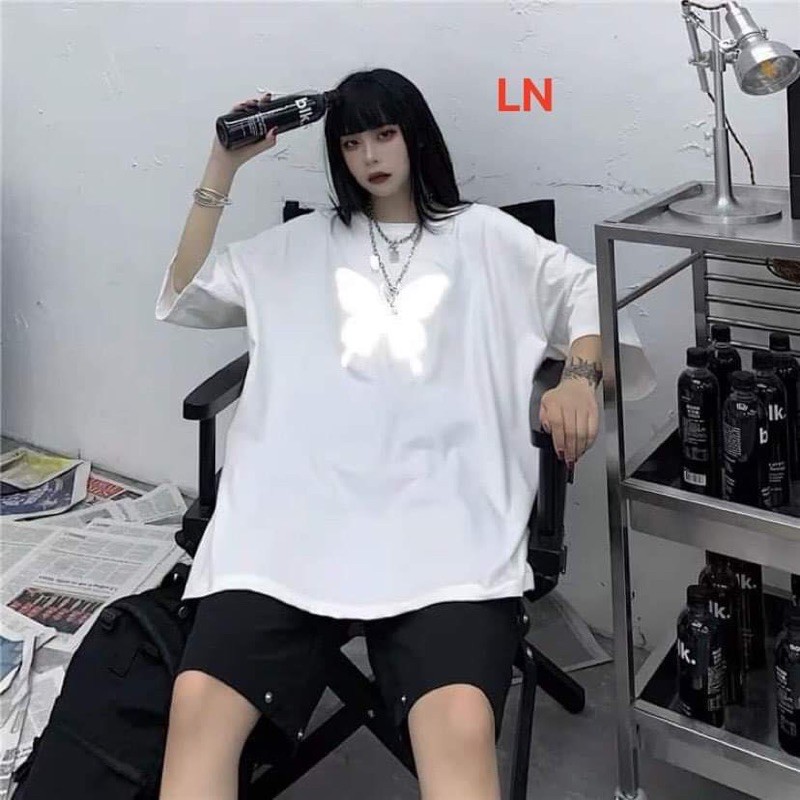 [Mã FAMARAL1 giảm 10K đơn 50K] Áo thun phản quang in hình bươm ngưc UNISEX L&amp;N