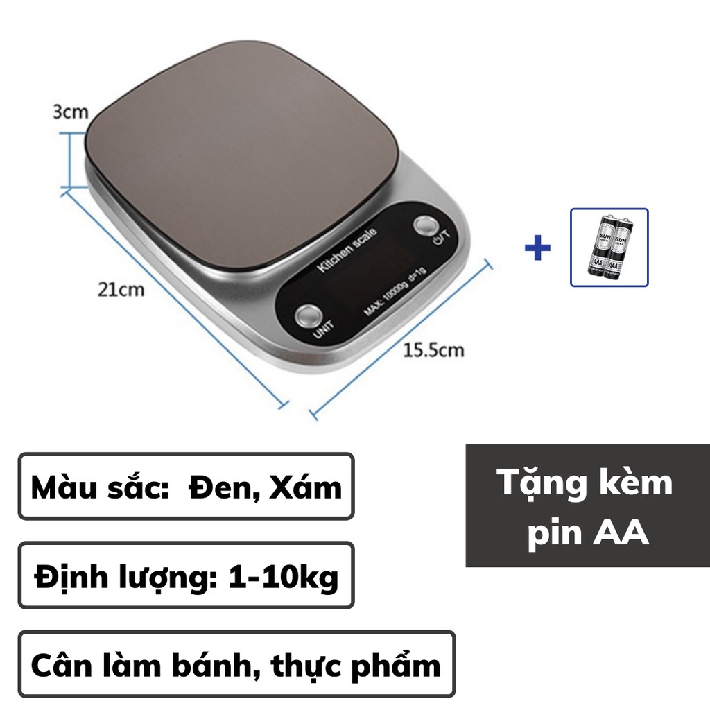 Cân tiểu ly điện tử mini định lượng 1-5kg B05 độ chính xác cao làm bánh Cân tiểu ly 3kg cao cấp kèm 2 viên pin AA