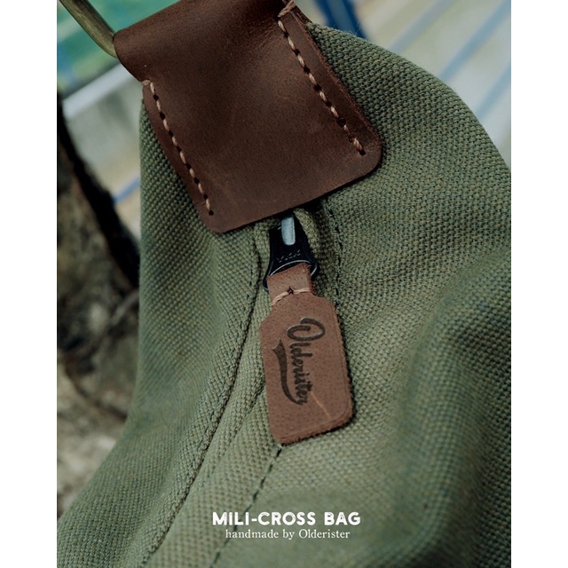 Túi đeo chéo Mili-Cross Bag - Màu xanh lính - thương hiệu Olderister - Tiệm Cũ Kĩ