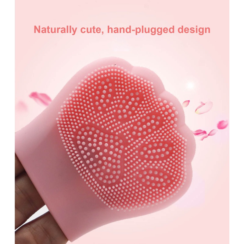 Bàn Chải Silicone Hình Bàn Chân Mèo Massage Làm Sạch Da Mặt