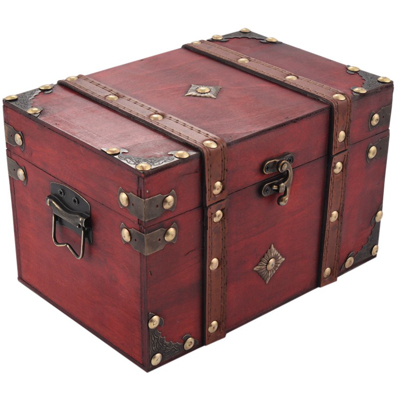 Retro Treasure Chest Vintage Wooden Storage Box Antique Style Big