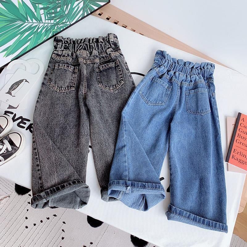 Quần jeans dài ống rộng phong cách Hàn Quốc cho bé gái