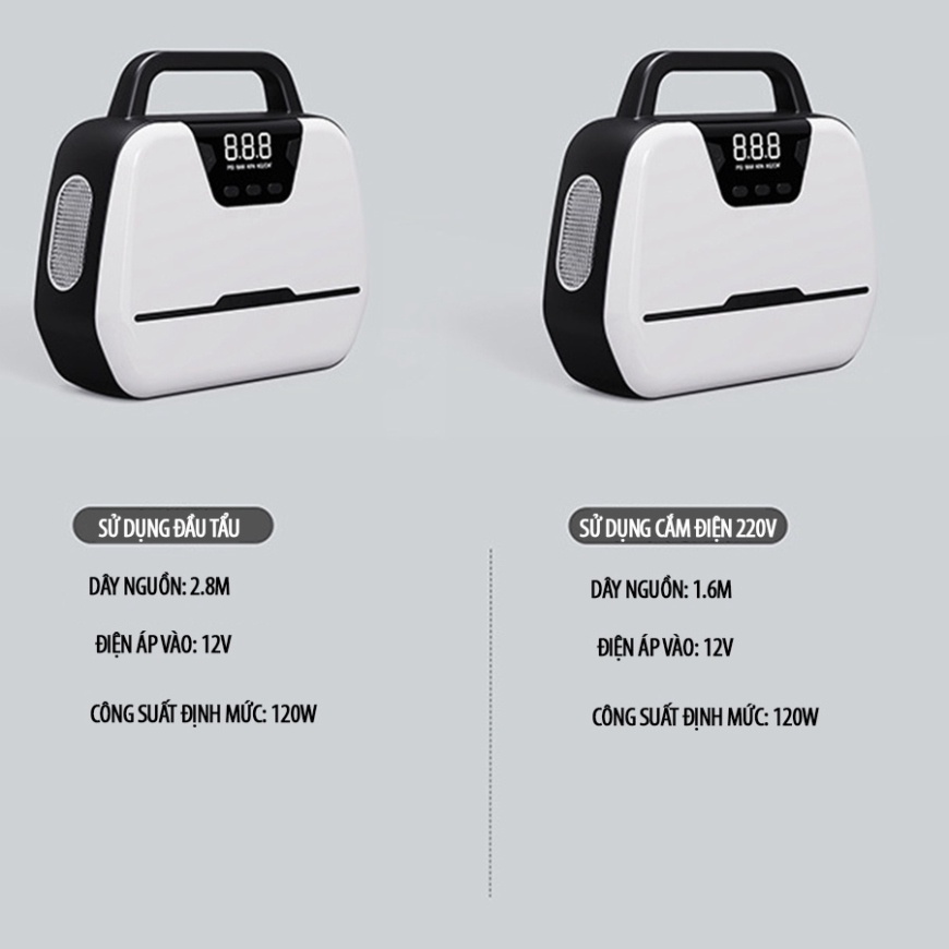Bơm lốp xe hơi ô tô 220v/12v thông minh Tự Ngắt Khi Đầy CAR365VN, Cống Suất Lớn, Bơm Nhanh