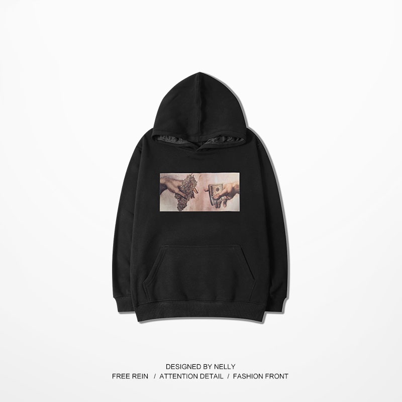 Áo hoodie dài tay có túi in hình Hai Bàn Tay (NELLY)
