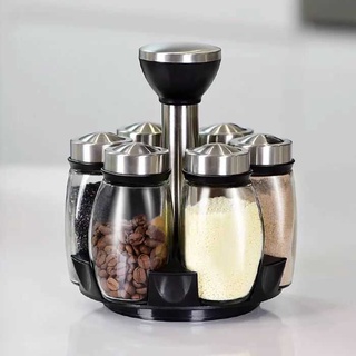 Hộp đựng gia vị Bộ Hũ Nhà bếp xoay sáng tạo Thủy tinh Chai