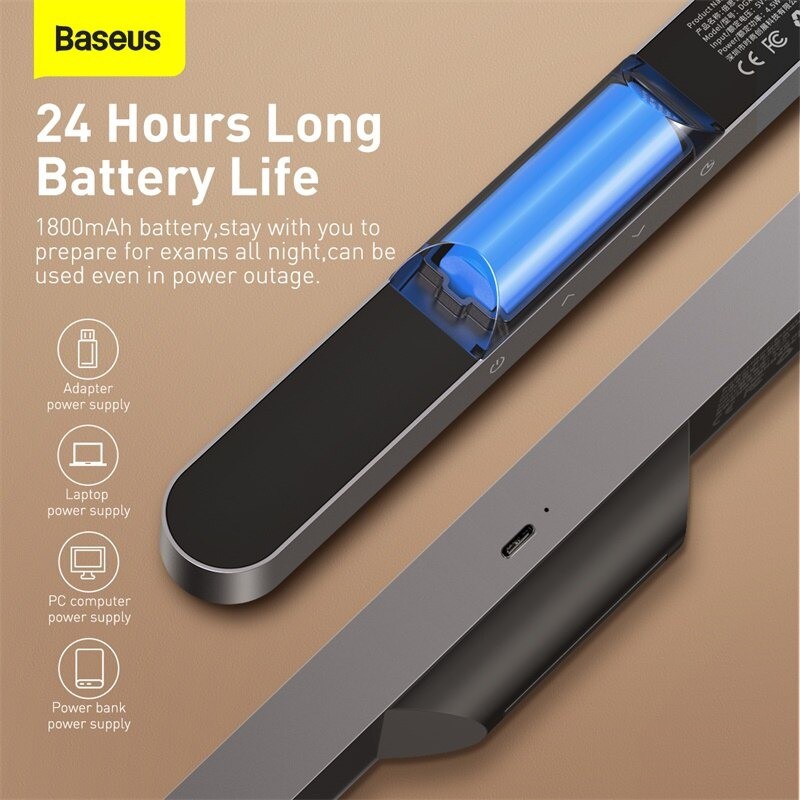 Đèn Led Tích Điện Treo Tường Không Dây 1800mah Baseus DGXC-C0G Cảm Ứng Hít Mạnh Bề Mặt Sắt 3 Chế Độ Sáng