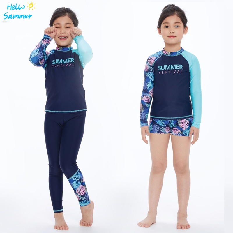 Bộ Đồ Bơi Dài In Họa Tiết Hoa Thời Trang Dành Cho Mẹ Và Bé Size M-5XL