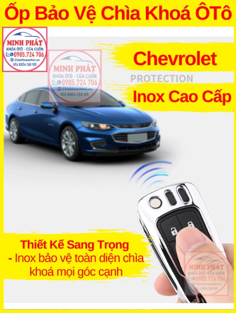 Vỏ Ốp Inox Bảo Vệ Chìa Khoá xe Ô Tô Chevrolet Cruze Colorado Orlando