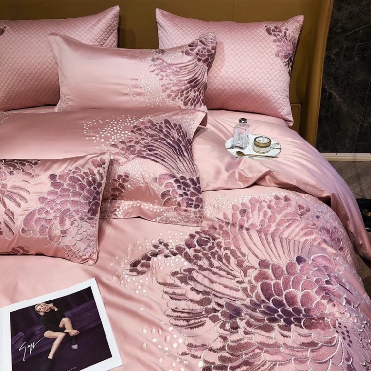 Bộ Chăn Ga Gối Lụa 100S Siêu Cấp Thương Hiệu LUXURY Sang Trọng Hoạ Tiết Thêu 5D nổi bật Giá rẻ