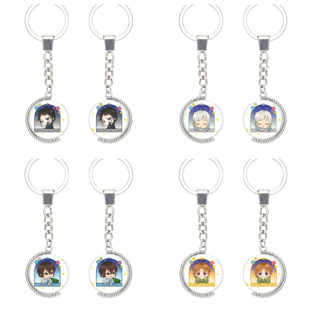 (Viền tròn) Móc khóa nhân vật anime BUNGOU STRAY DOGS chibi xinh xắn tiện lợi