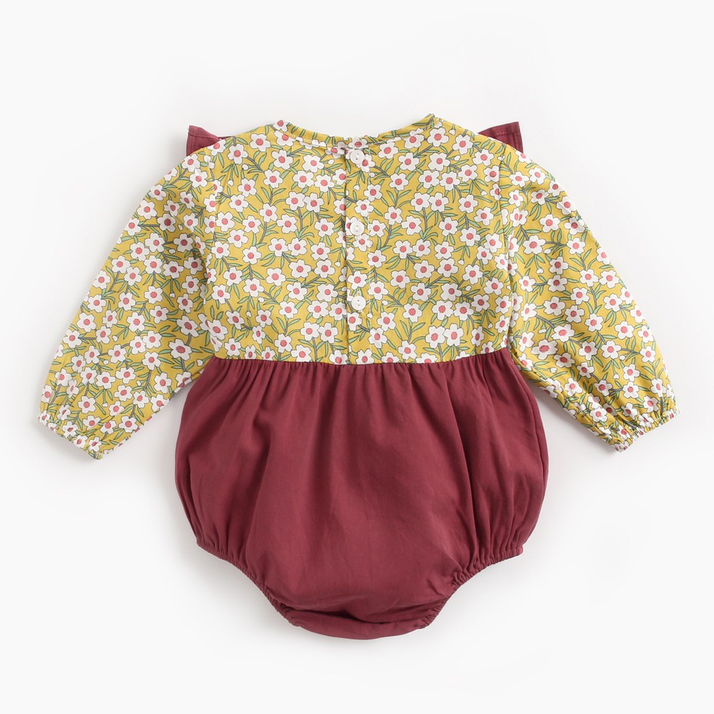 Áo liền quần Sanlutoz cotton tay dài in hoa cho bé gái