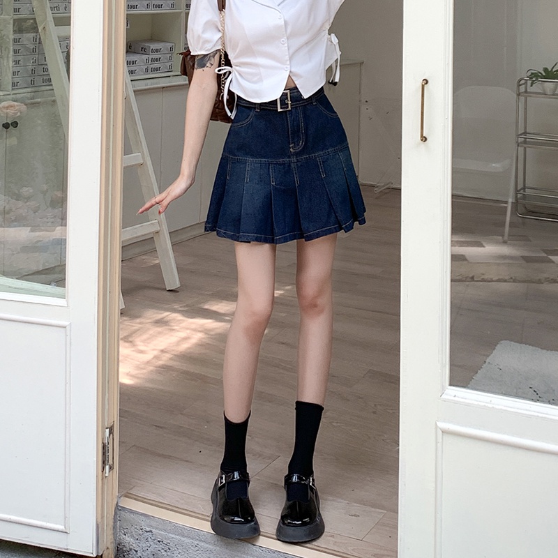 Chân Váy Denim Lưng Cao Thiết Kế Hợp Thời Trang Cho Phái Nữ