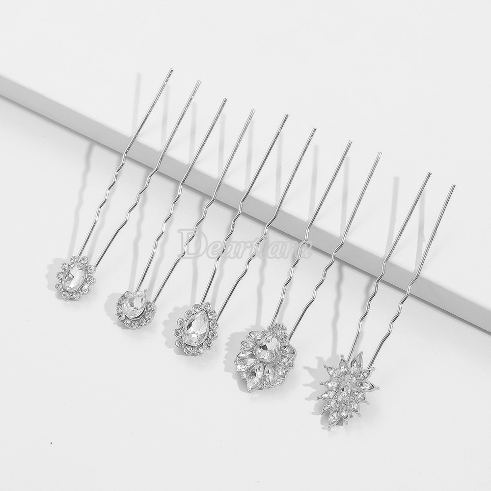 Set 5 Trâm Cài Tóc Chữ U Đính Đá Thời Trang Cho Cô Dâu