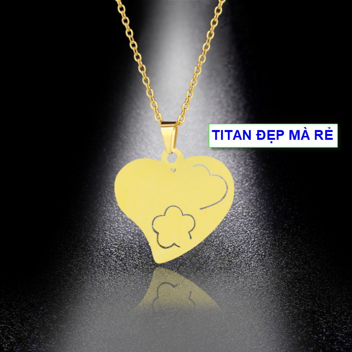 Dây chuyền hình trái tim nữ titan - Hàng titan vàng 18k sáng bóng đẹp - Cam kết 1 đổi 1 nếu đen và gỉ