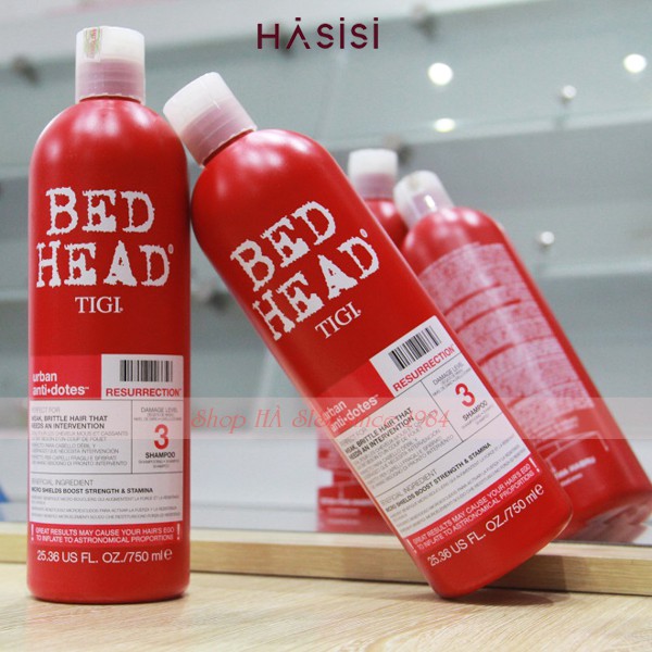 Bộ Gội Xả Phục Hồi Tóc BEDHEAD TIGI REHAB FOR HAIR SHAMPOO &amp; CONDITIONER 750ml x 2 (Đỏ)