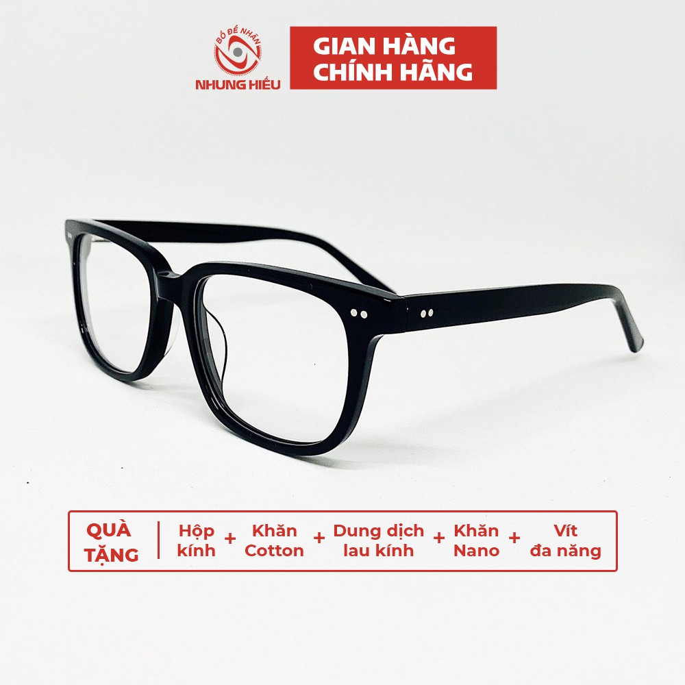 Gọng kính cận thời trang nam nữ NHUNG HIẾU nhựa Acetate lõi Titan cao cấp dáng basic