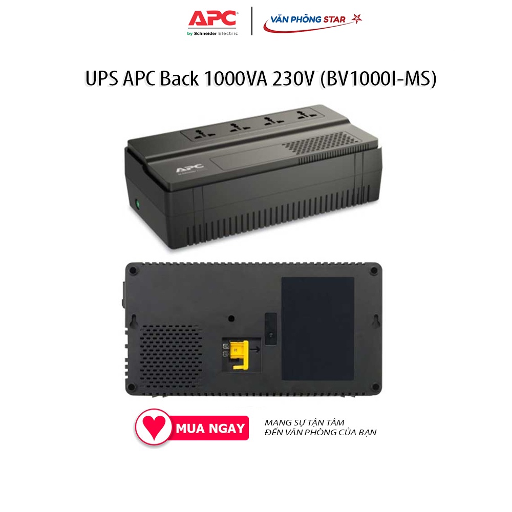 UPS APC Back 1000VA 230V (BV1000I-MS) bảo vệ nguồn điện trong điều kiện nguồn điện không ổn định Bảo vệ thiết bị điện