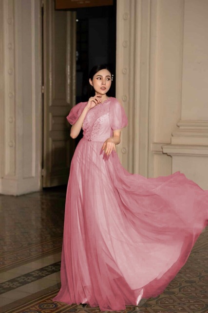 Đầm maxi tay phồng