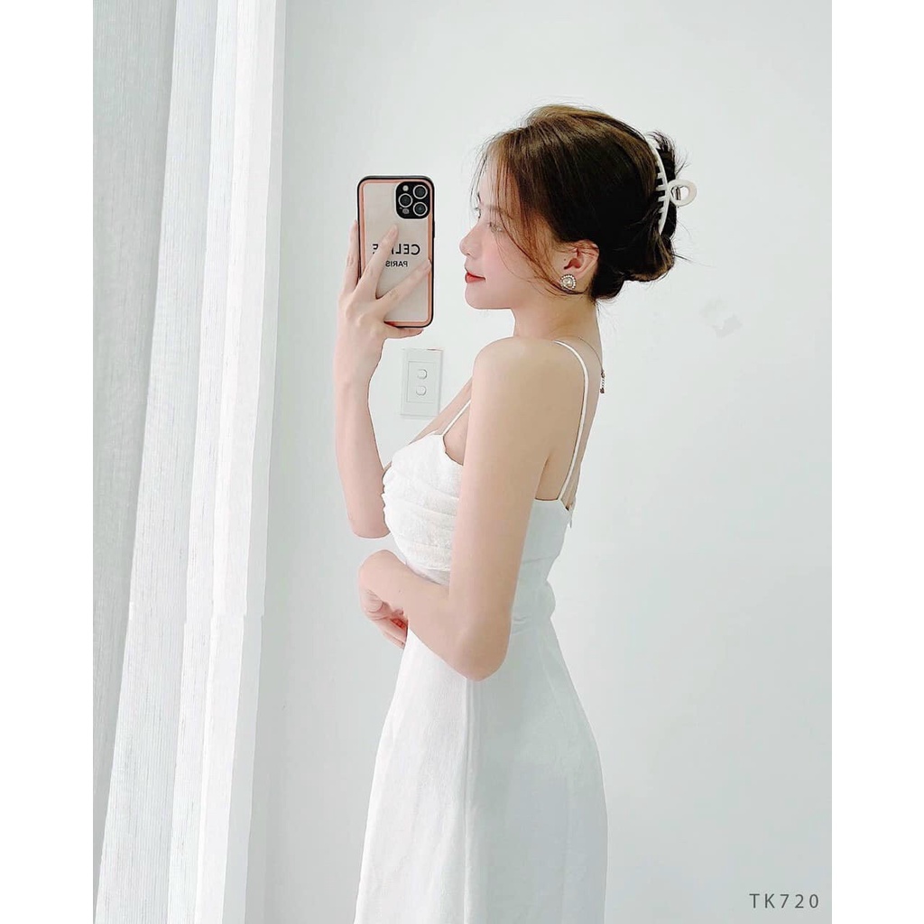 Đầm maxi hai dây dáng xòe dài xoắn ngực xinh xắn Tina Dress