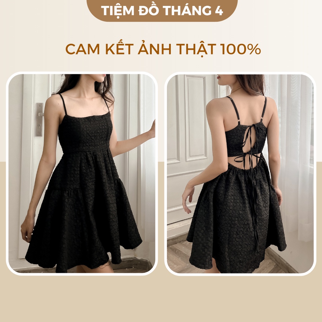 Váy Babydoll Hở Lưng 2 Dây Chất Gấm Xốp TIỆM ĐỒ THÁNG 4 SWAN DRESS
