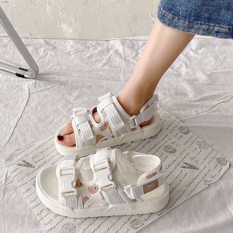 Giày Sandal nữ ULZZANG đi học phong cách năng động mùa hè có thể tháo quai sau mang thành dép