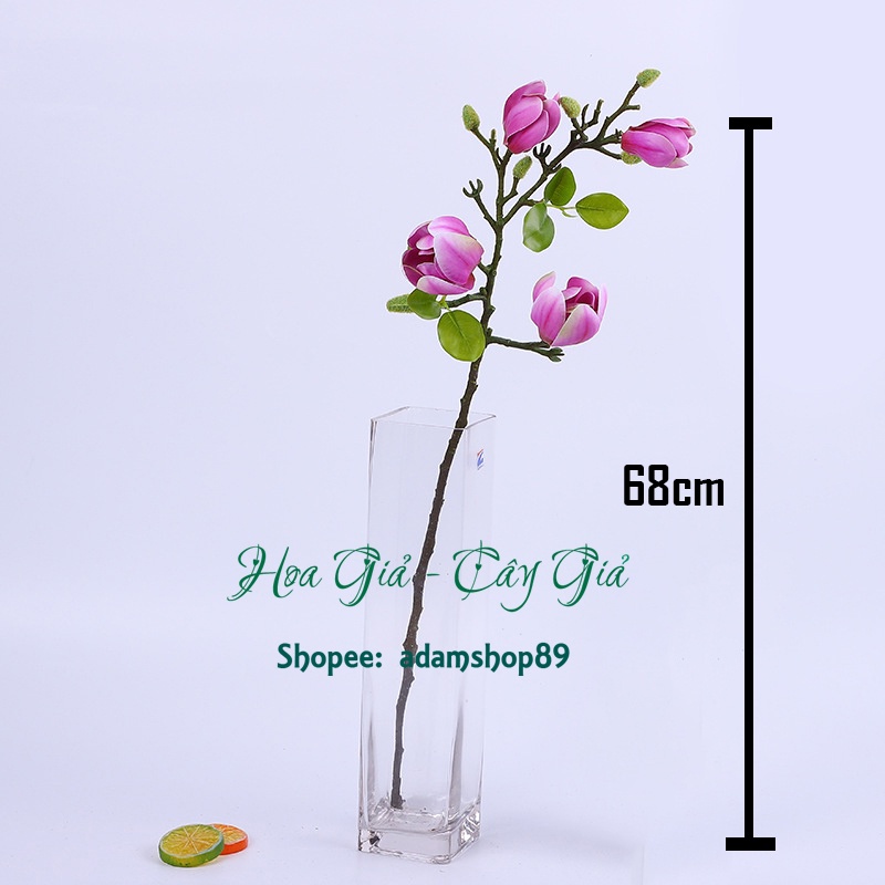 Hoa giả - Hoa Mộc Lan 4 bông chụm Silicon siêu đẹp