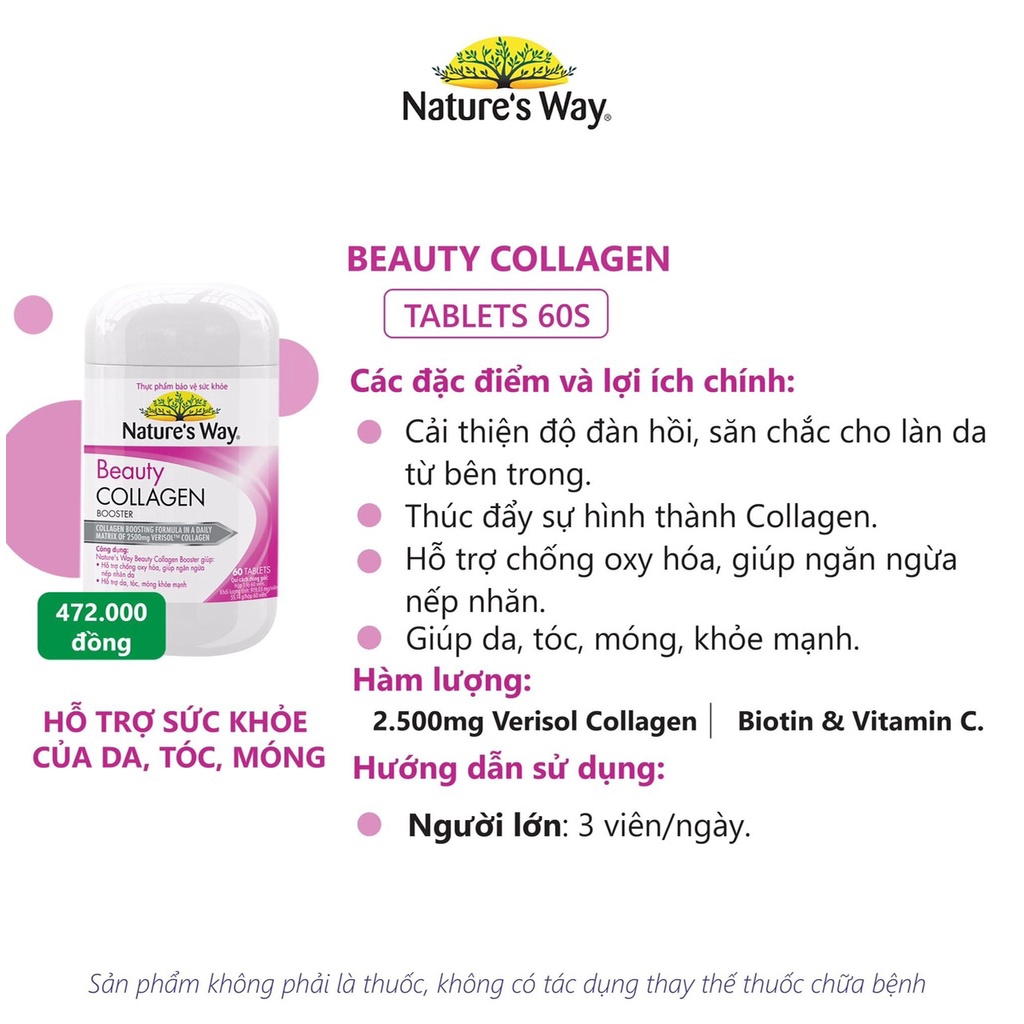 Viên uống Nature's Way Beauty Collagen Booster hỗ trợ làm đẹp