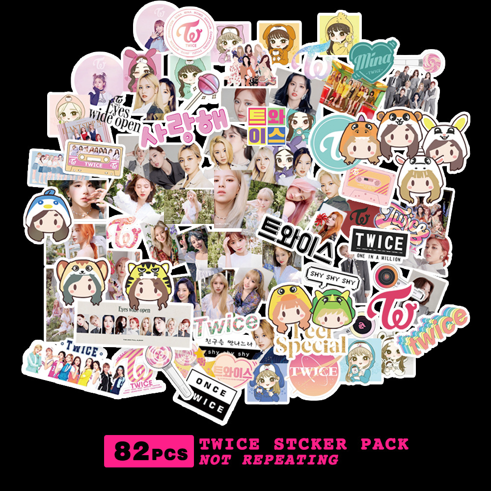 Bộ 82 Sticker Dán Trang Trí Sổ Lưu Niệm & Điện Thoại Hình Nhóm Nhạc Twice Diy