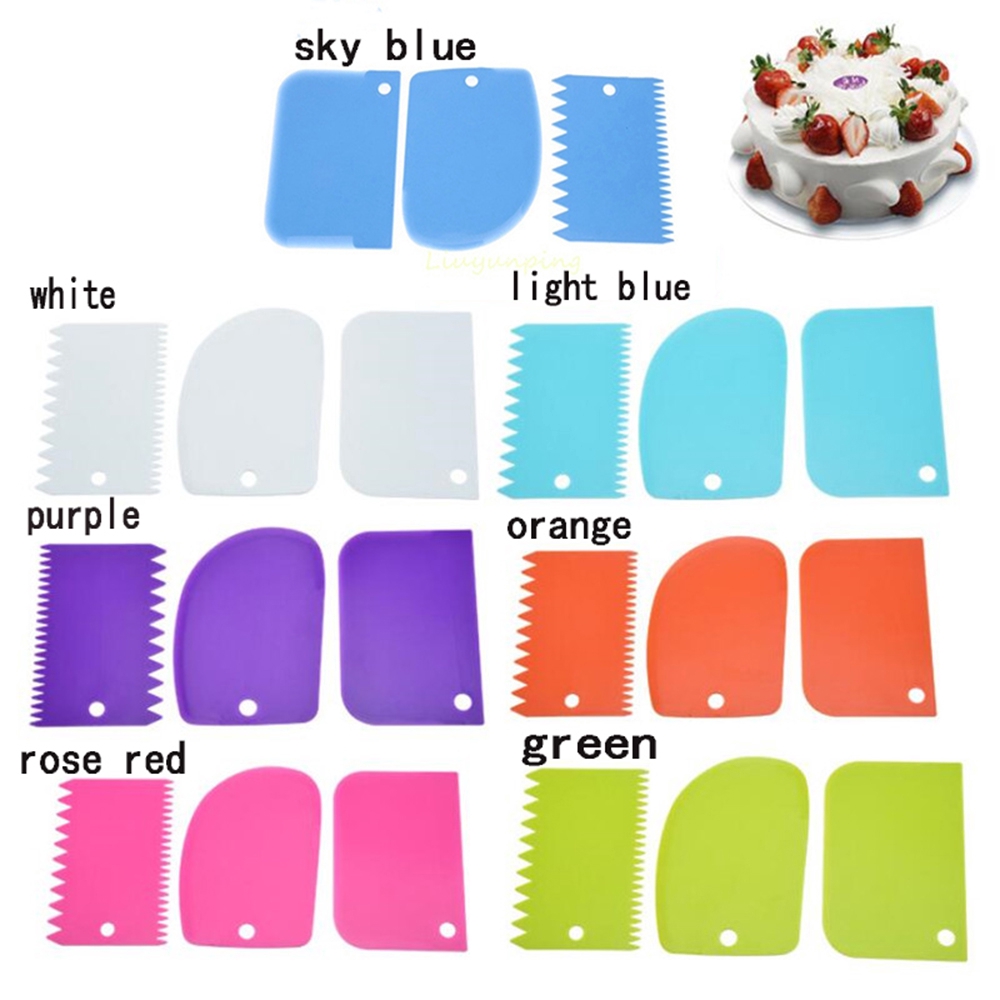 ANEMONE 3Pcs/Set Plastic Jagged Edge Smooth Dough Cutter Scraper