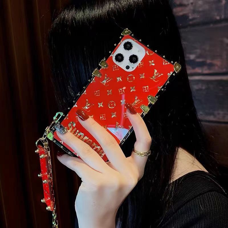 Ốp Điện Thoại Tráng Gương Hình Vuông Sang Trọng Kèm Dây Đeo Cho OPPO Reno 8 8z 7 4G 7z 5G 6 Pro 5 5F 6z 4F