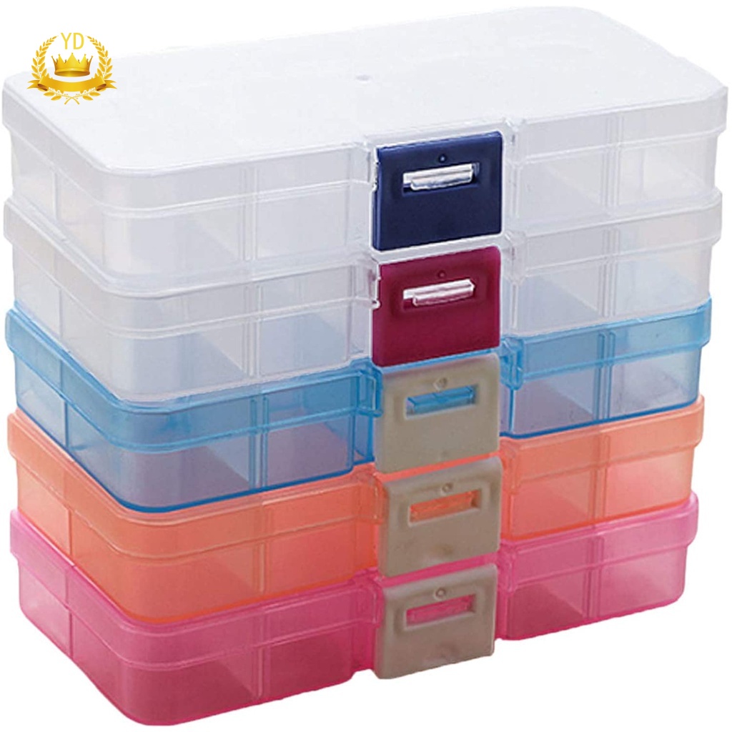1 Hộp Nhựa Trong Suốt 10 Ngăn Đựng Trang Sức Tiện Dụng