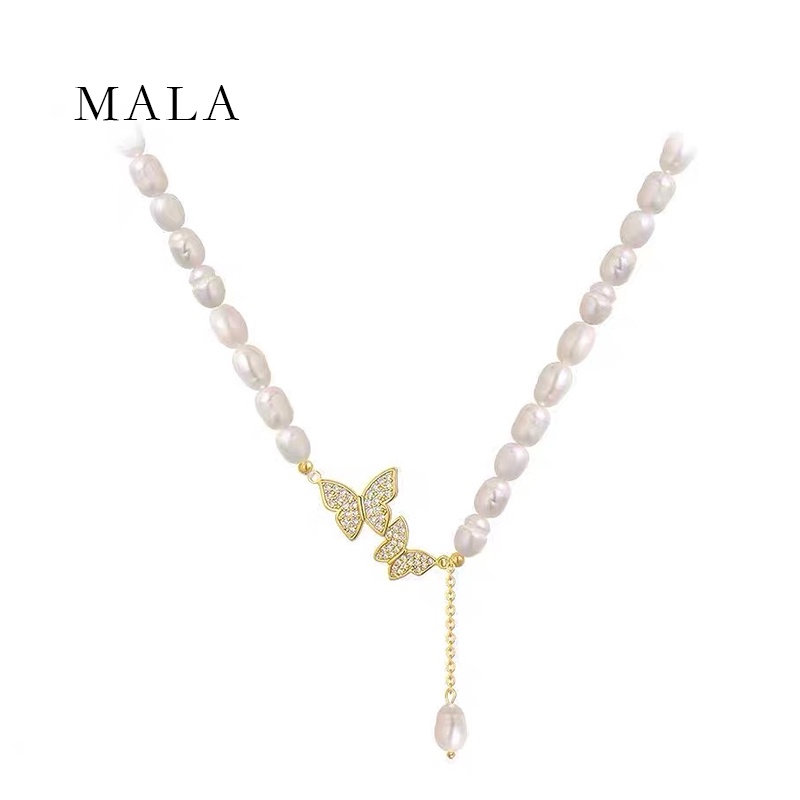 Vòng cổ choker MAYEBE LAVEND hình bướm đính ngọc trai giả thời trang Hàn Quốc cao cấp sang trọng