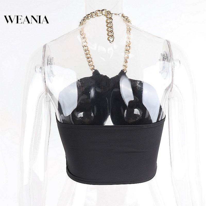 Áo croptop WEANIA D0402 hở lưng phối dây xích thời trang mùa hè cho nữ