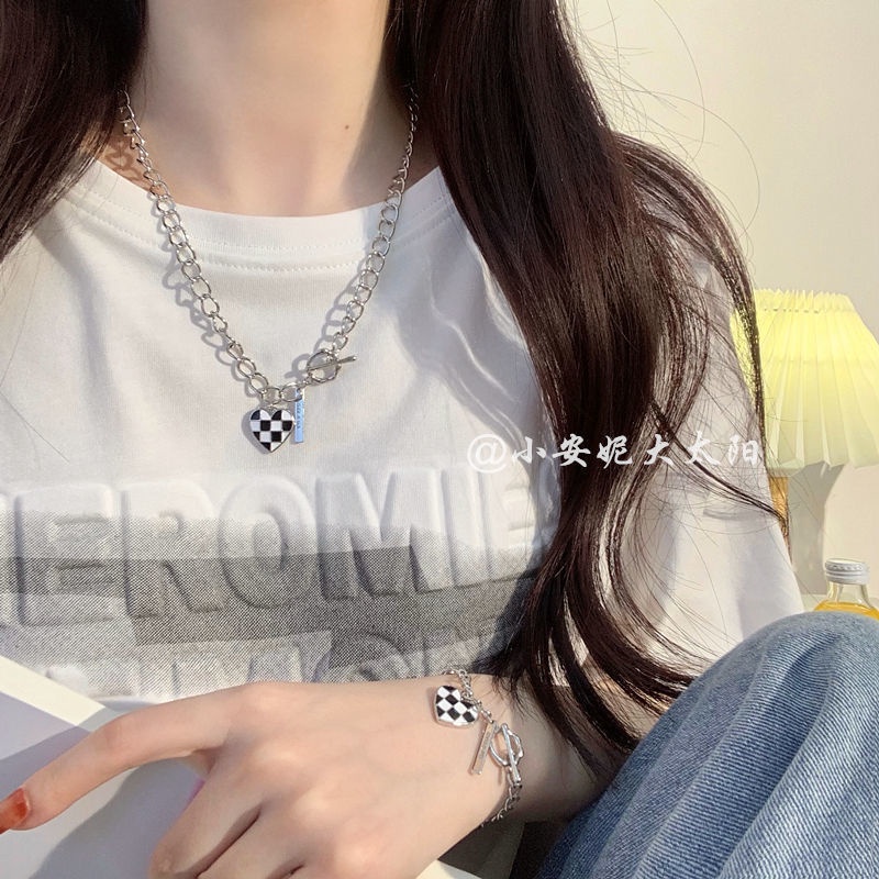 Jiashucheng Bộ Vòng Cổ / Vòng Tay / Dây Chuyền Mặt Hình Trái Tim Bảng Mềm Mại Phong Cách Hàn Quốc Nhật Bản Thời Trang 2
