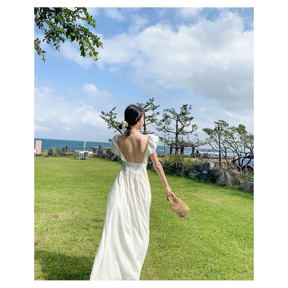 (CÓ SẴN) VÁY MAXI ĐẦM MAXI ĐI BIỂN MAXI TRẮNG HỞ LƯNG BỆT VAI QUẢNG CHÂU | BigBuy360 - bigbuy360.vn