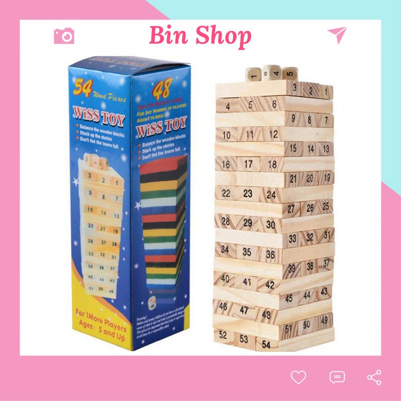 Đồ Chơi Rút Gỗ Luyện Trí Thông Minh 54 Thanh Mini Bin Shop