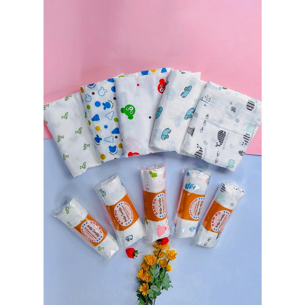 Khăn Tắm Sợi Tre Aden Cuộn Muslin - Khăn Tắm Xô Sợi Tre Siêu Mềm Cho Bé Sơ Sinh KT 1mx1m2