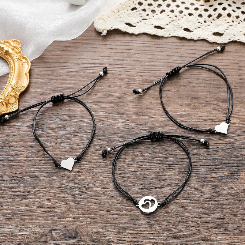 Flgo set 3 Vòng Tay Hình Trái Tim Rỗng Ghép Khắc Chữ Cho Mẹ Và Con Gái