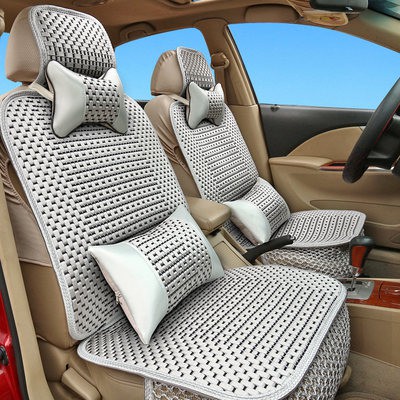 Đệm ghế vải vải lụa lạnh chuyên dụng cho mùa hè lót ghế ngồi kiểu mới cho xe ô tô thông dụng bốn mùa bao quanh trước và 