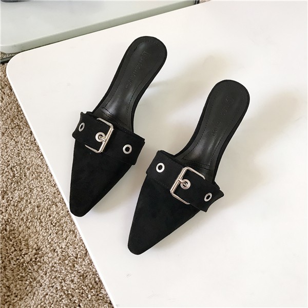 PAMELA - Guốc Sục Cao Gót Nữ Mũi Nhọn Khóa Ngang Trang Trí Điệu Đà 2021 (5cm) - G06