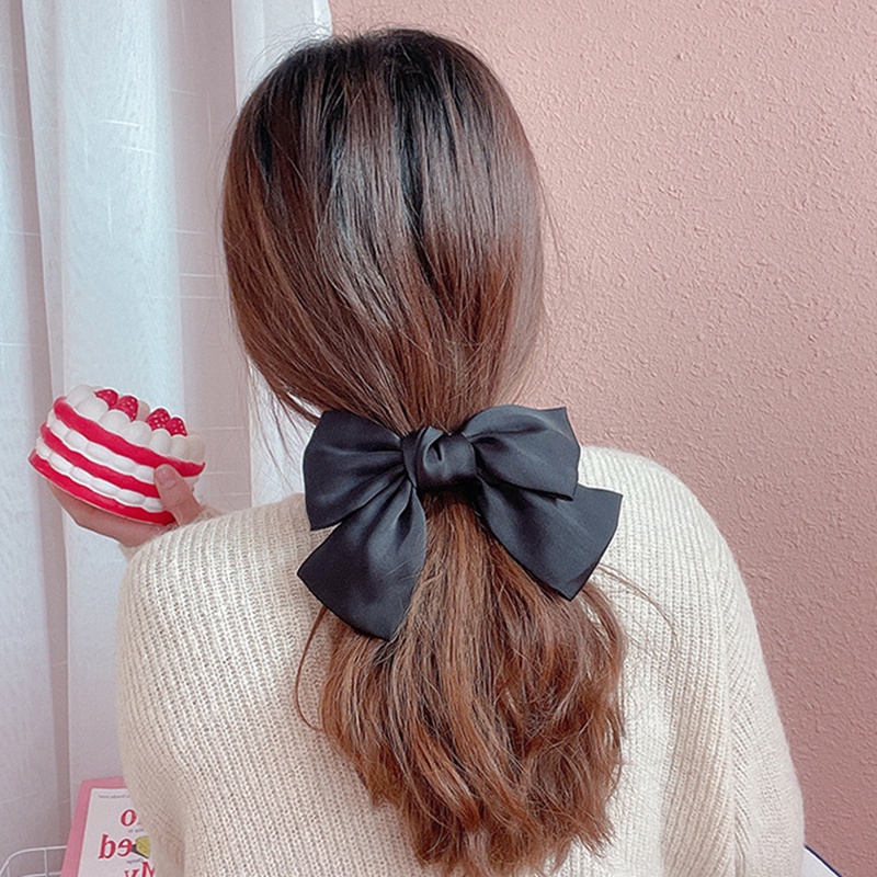 Dây Buộc Tóc Thắt Nơ Ruy Băng Lụa Co Giãn Màu Sắc Ngọt Ngào Thanh Lịch Cho Nữ