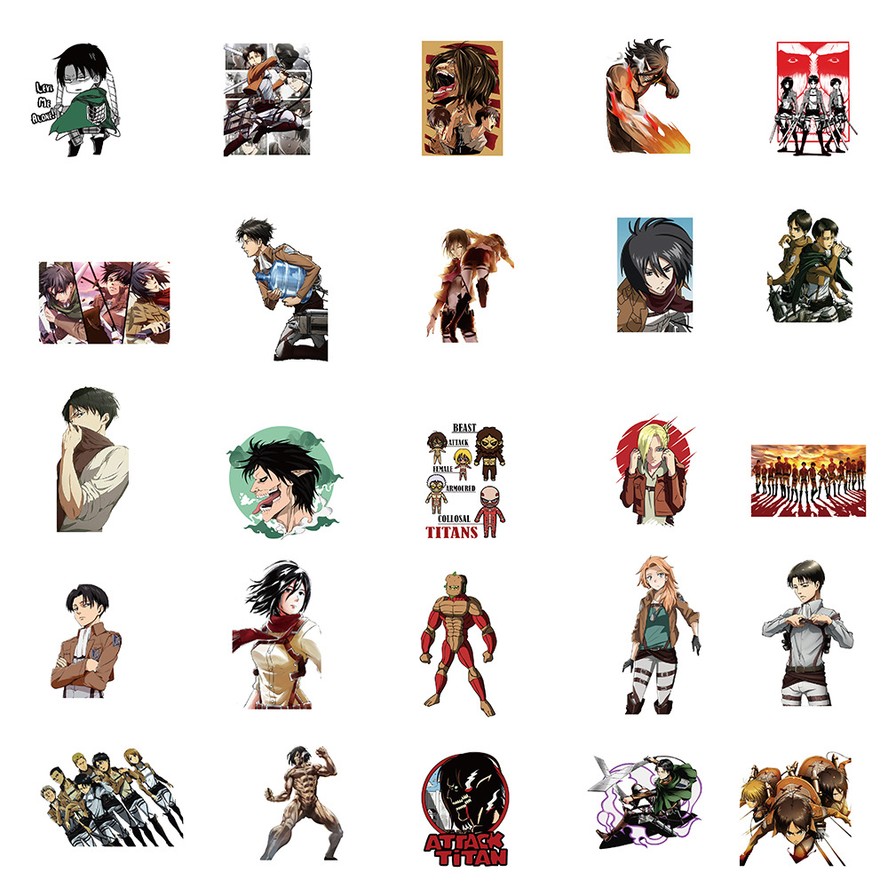 Sticker Bộ 100 Miếng Dán Trang Trí Chống Thấm Nước Hình Nhân Vật Trong Attack On Titan