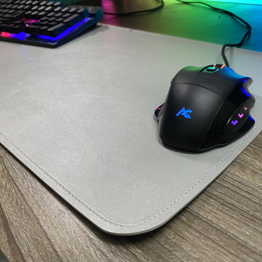 [2 MẶT_800x300] Lót Chuột Da Cỡ Lớn - Mousepad 2 Màu Blu &amp; Silver