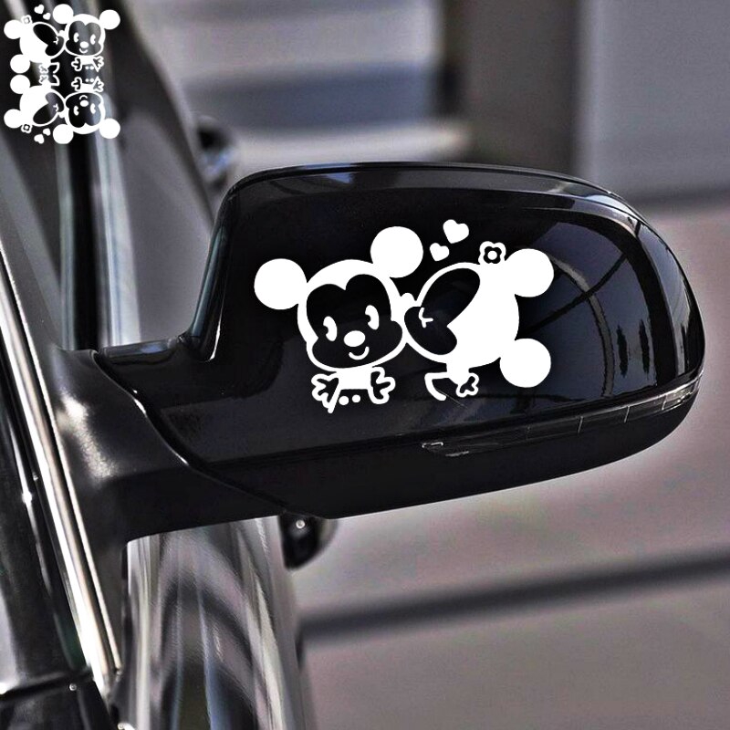 1 Cặp Miếng Dán Hình Chuột Mickey Minnie Ngộ Nghĩnh Trang Trí Gương Chiếu Hậu Xe Hơi